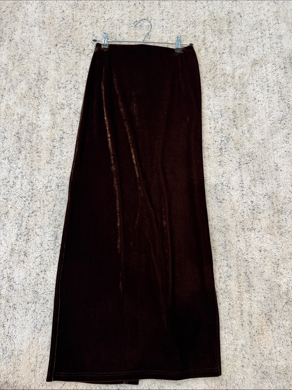 House of Harlow 1960 Super Soft Dark Brown Velvet Maxi Skirt